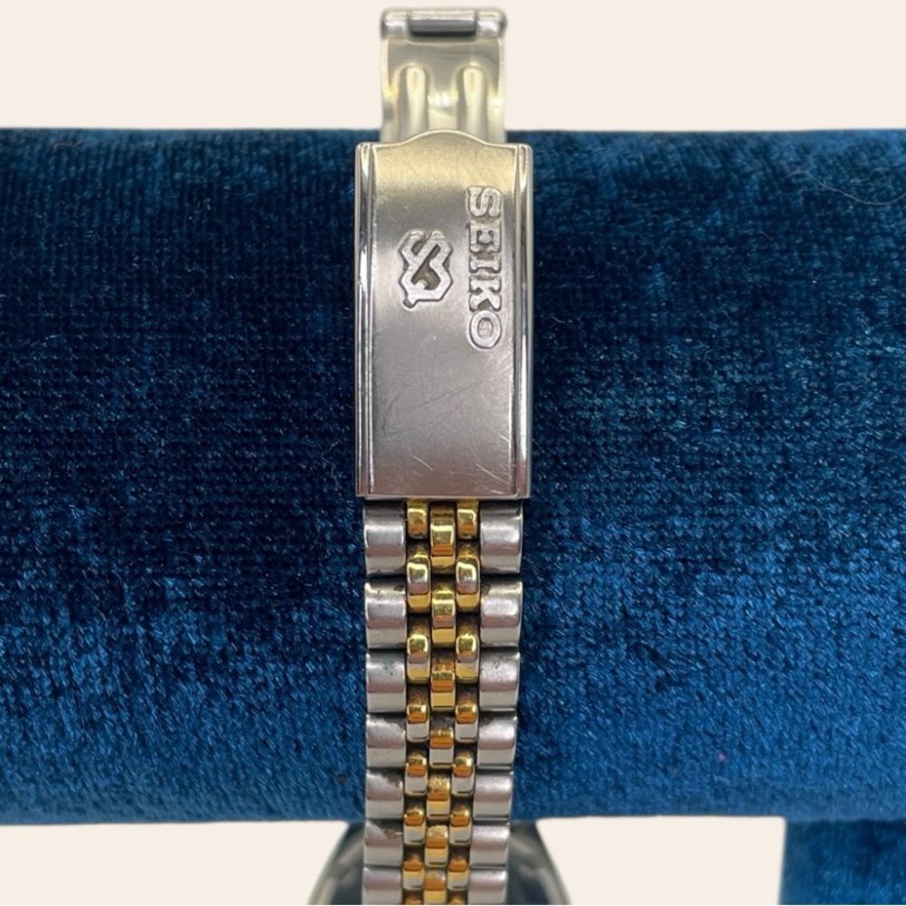 Vintage Seiko Quartz Watch Gold Dial Day Date Two Tone Jubilee Bracelet Classic - Picture 2 of 12